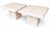 Pair of vintage Italian travertine side tables from 80's. This pair of square end tables is made of solid travertine, a...