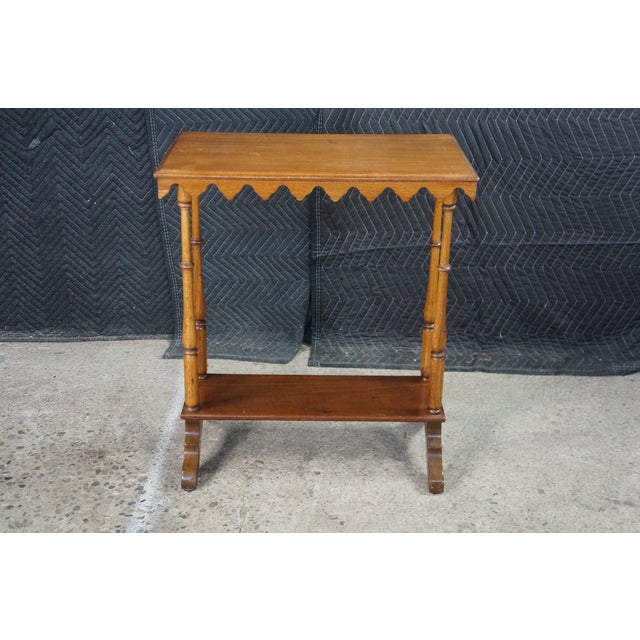Antique Victorian Eastlake 2 Tier Walnut Hall Side Table Sawtooth Apron 25" For Sale - Image 16 of 18
