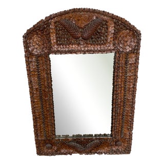 Brutalist Pine Cone Mirror, 1890s For Sale