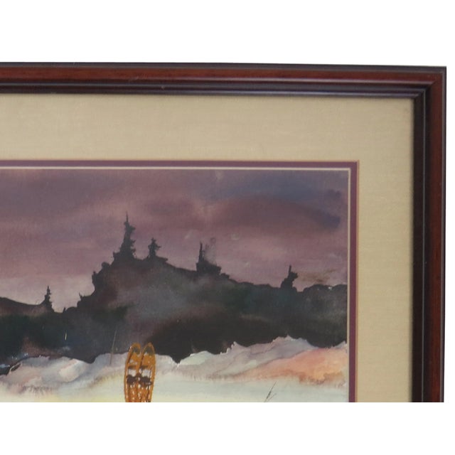 Vintage Framed Watercolor Landscape Mountain Snow Scene After Roy Martell Mason For Sale In Chicago - Image 6 of 10
