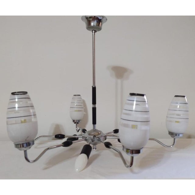 Metal Mid-Century Chandelier, 1950s For Sale - Image 7 of 17