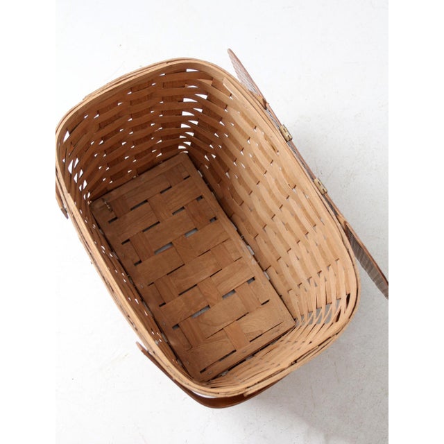 Large Vintage Splint Weave Picnic Basket For Sale - Image 10 of 11