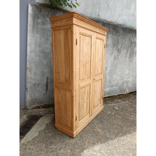 Antique Stripped Fir Wardrobe, 1890s For Sale - Image 6 of 18