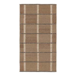 Rug & Kilim’s Scandinavian-Inspired Rug, Beige-Brown Earth Tones With Stripes For Sale