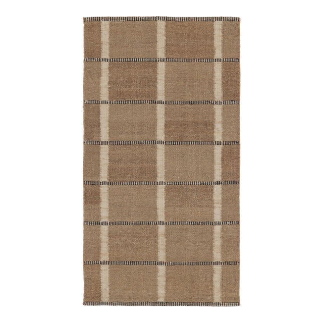 Rug & Kilim’s Scandinavian-Inspired Rug, Beige-Brown Earth Tones With Stripes For Sale