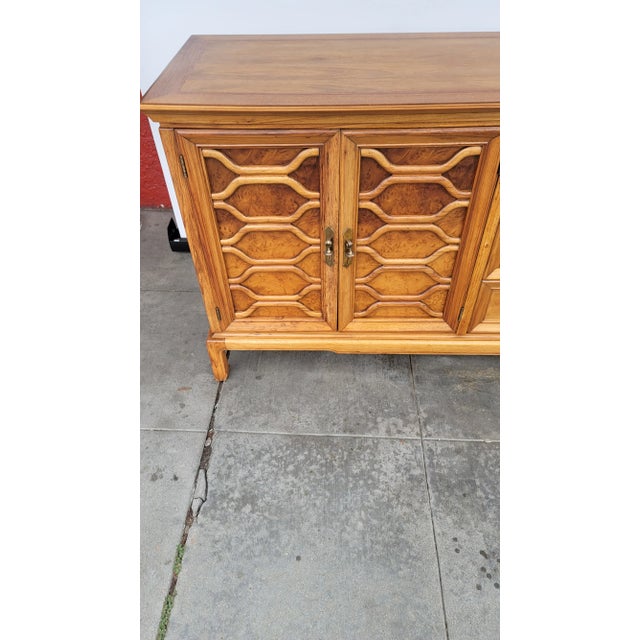 1960s Hollywood Regency Boho Thomasville Shalimar Credenza Small Pecan For Sale - Image 9 of 12