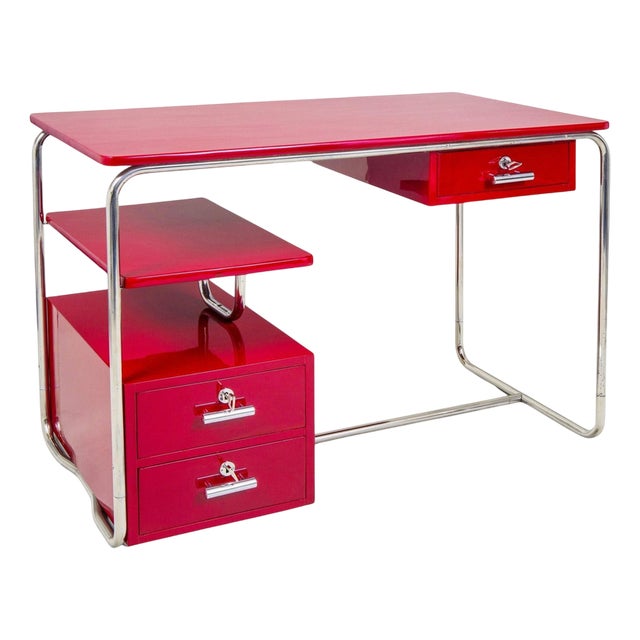 Vintage German Chrome Writing Desk, 1930s For Sale