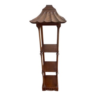 Chinoiserie Pagoda Mahogany Three-Tier Wall Shelf For Sale