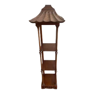 Chinoiserie Pagoda Mahogany Three-Tier Wall Shelf
