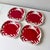 Vintage coastal red crab hand painted ceramic appetizer plates in curved shape.