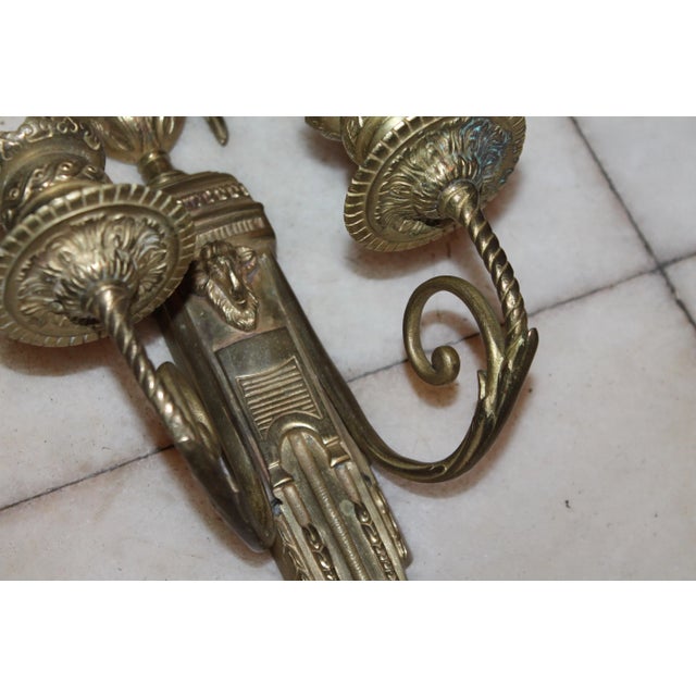 Metal 19thc French Louis XVI Neoclassic Marked Bronze Wall Sconces a - Pair For Sale - Image 7 of 13