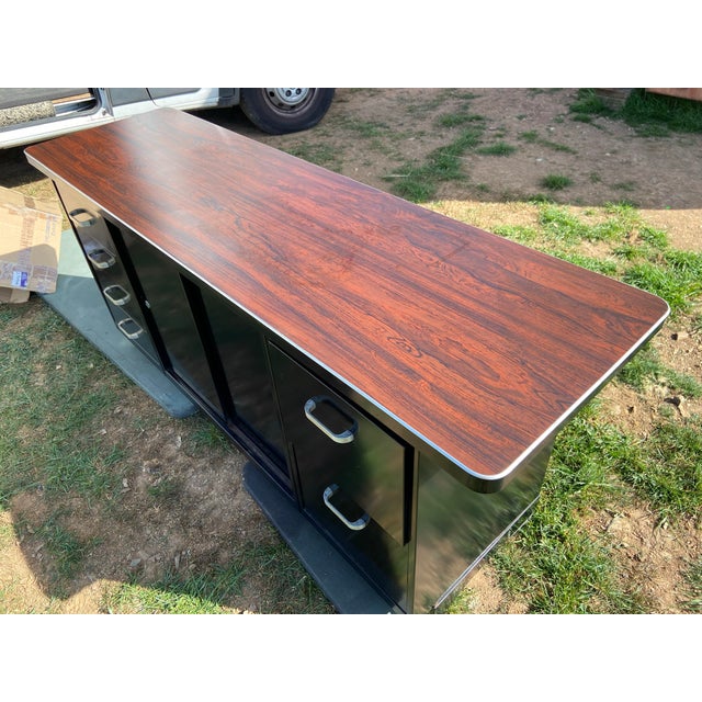 Mid-Century Modern Vintage Mid Century Modern Metal Tanker Credenza For Sale - Image 3 of 12