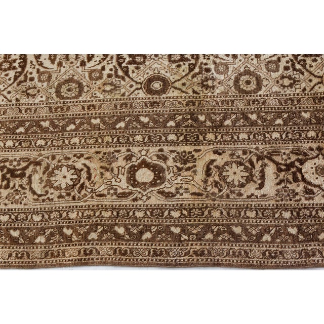 Antique Persian Tabriz Botanic Handmade Wool Carpet For Sale - Image 4 of 9