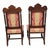 Textile Pair 19th Century Victorian Oak Chairs Carved Back Red Gold Upholstery Dining Hall For Sale - Image 7 of 15