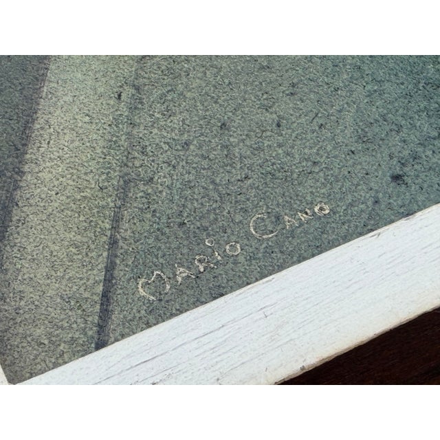 Yellow Mid 20th Century Mexican Modernist Architectural Cityscape Signed by Mario López Cano For Sale - Image 8 of 12