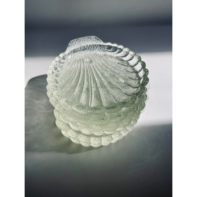Mid 20th Century Pressed Glass Seashell Coaster Set- 7 Pieces For Sale - Image 4 of 12