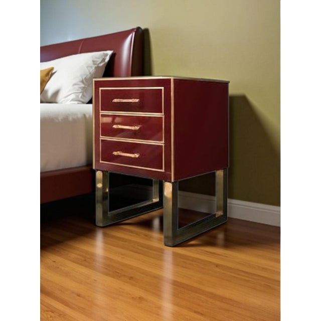 Contemporary Handmade Bedside Tables in Glass and Brass from Justfurnituress SRL, Set of 2 For Sale - Image 3 of 15