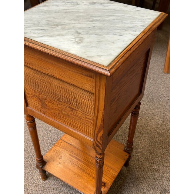 Antique Pitch Pine & Marble Pot Cupboard / Side Table c.1900 For Sale - Image 11 of 11