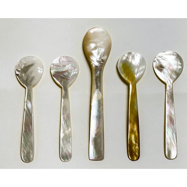 Vintage Mother of Pearl Caviar Dishes and Spoons For Sale - Image 16 of 16