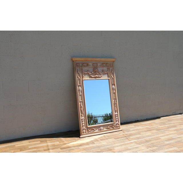 Vintage Italian Neoclassical Hand-Carved Wood Trumeau Wall Mirror, 1950s For Sale - Image 10 of 18
