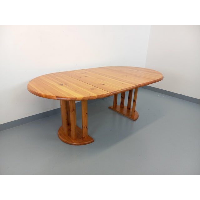 Vintage Scandinavian Pine Round Dining Table with Extensions in the style of Rainer Daumiller, 1970s For Sale - Image 14 of 18