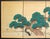 Beautiful vintage Japanese painted 4-panel Silk Byobu (folding screen) depicts an Evergreen Pine Tree. Signed and sealed...