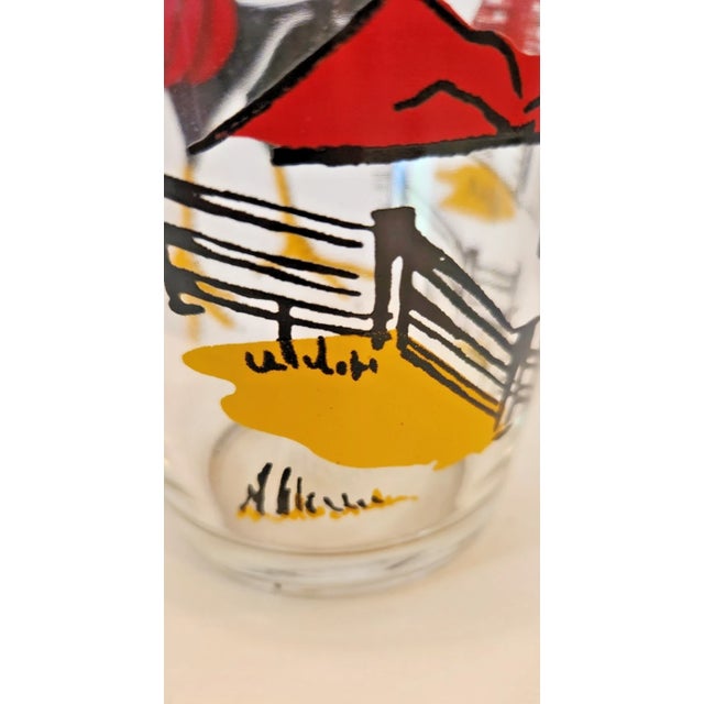 Metal Vintage 1950s Mid-Century Cocktail Shaker Set - Gay Fad Studios / Dyball Style "Provincial Rooster" Pattern - 5 Pieces For Sale - Image 7 of 10