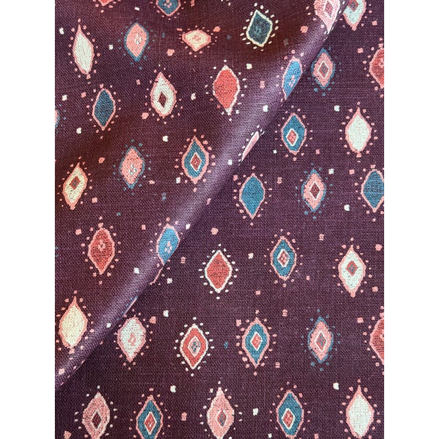Tribal Peter Dunham Oona - Aubergine Sku: 111ona04 Linen Fabric 5 2/8 Yards For Sale - Image 3 of 4