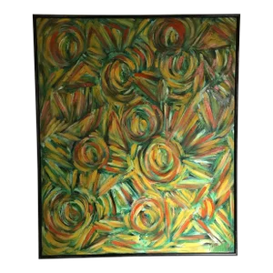 Fireworks Original Abstract Expressionist Oil Painting on European Linen by Monique Nichols