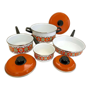 1960's Enamel Cooking Pot Set - 4 Piece
