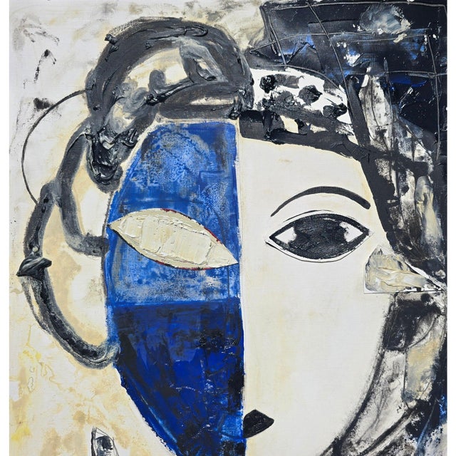 Abstract Abstract Figurative Original Oil Painting 'Portrait of a Woman' | Unframed For Sale - Image 3 of 12
