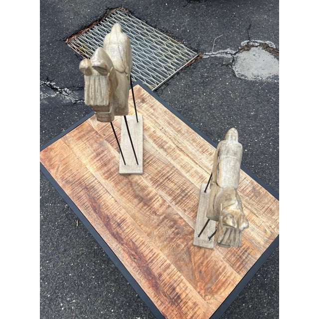 2020s Decorative Wooden Horse Sculptures (Pair) For Sale - Image 5 of 5