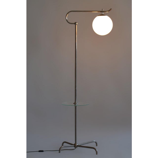 Bauhaus Bauhaus Chrome Floor Lamp attributed to Hynek Gottwald, Former Czechoslovakia, 1930s For Sale - Image 3 of 11