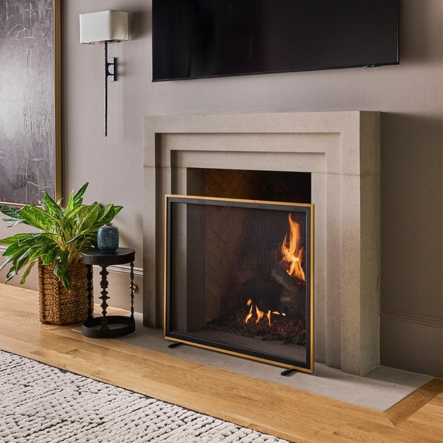 Metal Brass Bleeker Fireplace Screen Iron For Sale - Image 7 of 10