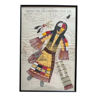 Contemporary Ledger Drawing from 1910 Stage Line Invoice Bill "Whispering Stone Girl" by Travis Blackbird For Sale