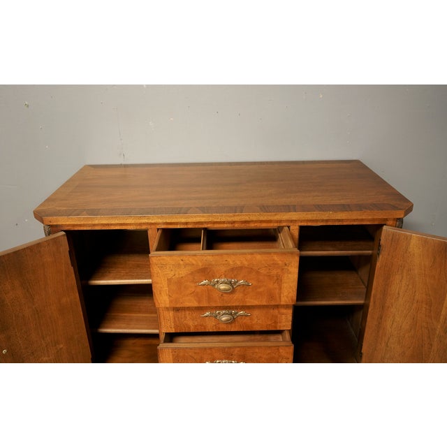 Mid-Century Modern Mid 20th Century Henredon French Provincial Tall Boy Dresser – Louis XVI Style Walnut, American Fine Furniture For Sale - Image 3 of 7