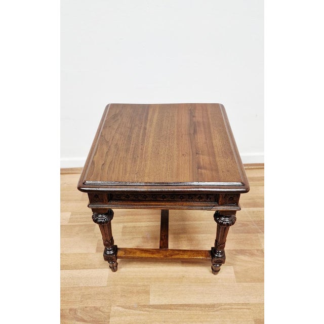 Umbertine Hand-Carved Walnut Side Tables, Italy, Late 19th Century, 1890s, Set of 2 For Sale - Image 9 of 14