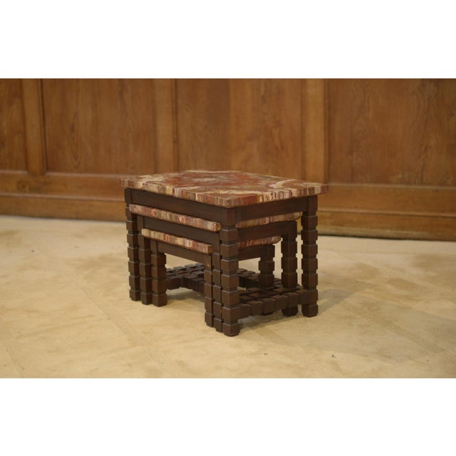 1960s Nesting Tables with Petrified Wood Tops, 1960s, Set of 3 For Sale - Image 5 of 11