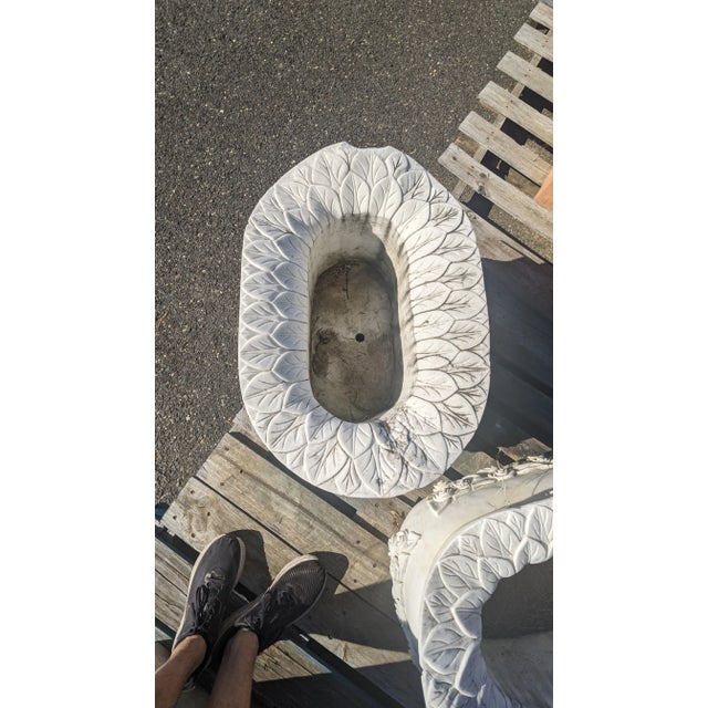 Monumental Italian Rose Marble Jardinières Garden Planters - Set of 2 For Sale - Image 9 of 12