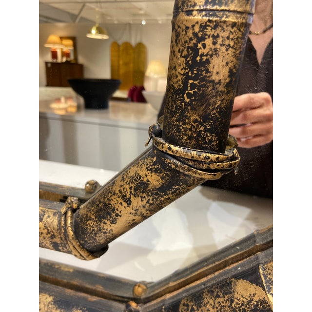 1980s Faux Bamboo Style Mirror With Tortoise Finish For Sale - Image 5 of 8