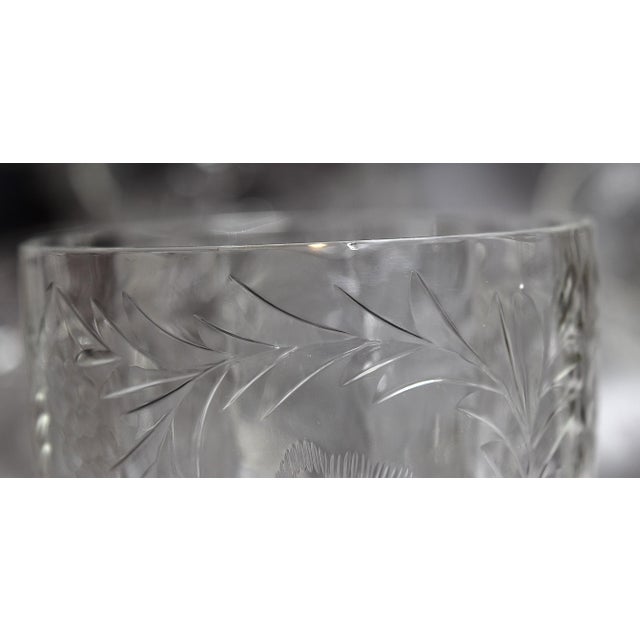 Vintage Rock Sharpe Paisley Pattern Etched Glass 8" Water Goblets Stems - Set of 7 For Sale - Image 14 of 18