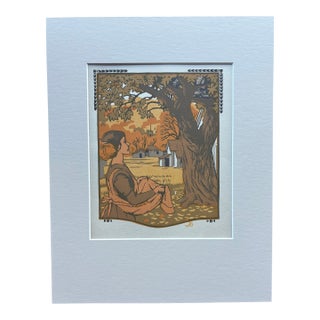 Gustave Baumann "October" - "All the Year Round" Color Woodcut in 11x14 Mat, 1912 For Sale