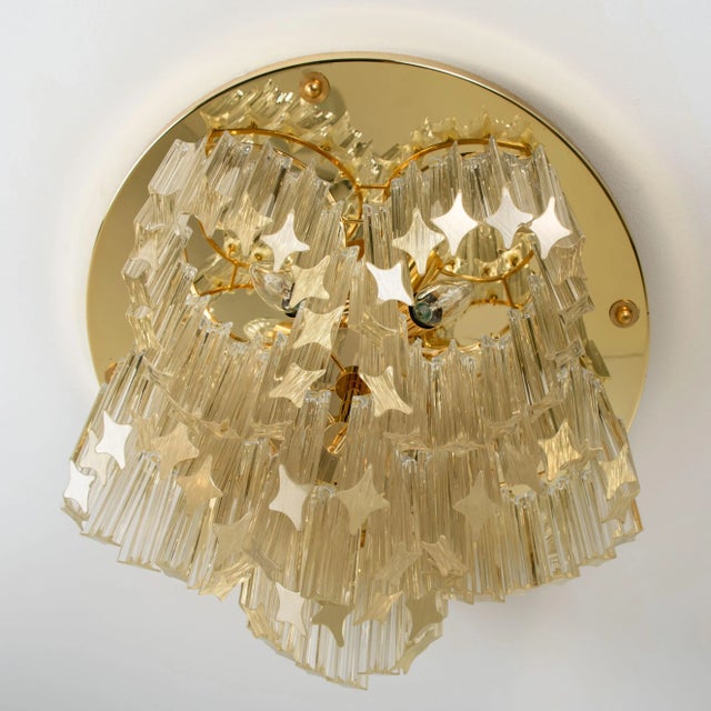 Metal Triedri Crystal Gold-Plated Flush Mount from Venini, Italy For Sale - Image 7 of 14
