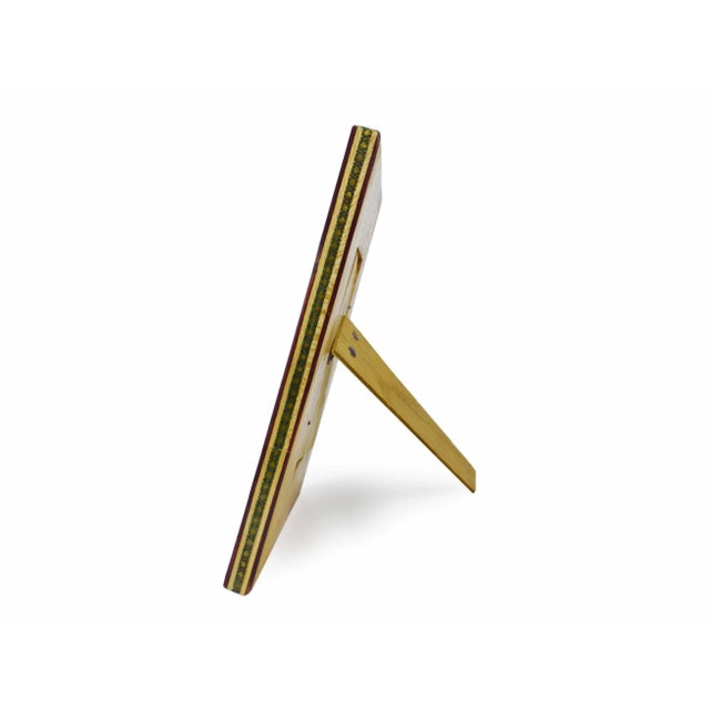 Red Mid 20th Century Persian Layla and Majnun Painting With Handmade Inlaid Marquetry Khatam Frame For Sale - Image 8 of 8