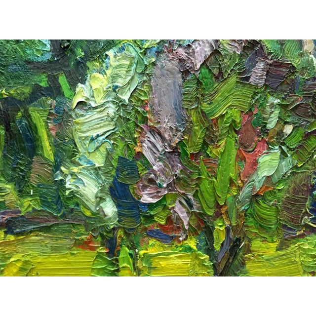 1980s Abstract Oil Painting Green Garden Dupliy Sergey Alexandrov For Sale - Image 4 of 8