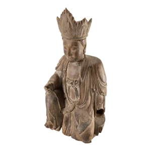 15th Century or Earlier Chinese Song Dynasty Carved Wood Buddha Figure