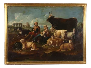Landscape with Shepherds and Herds, Oil on Canvas