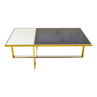 Chrome Coffee Table with Double Glass Top For Sale