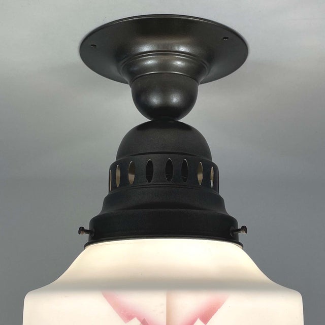 Art Deco Frosted Glass & Burnished Metal Flush Mount, Germany, 1930s For Sale - Image 11 of 16