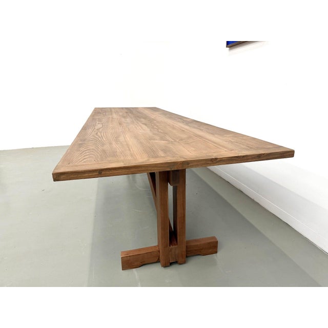 Large Refectory Table in Pine and Beech with X-Shaped Base, 1970s For Sale - Image 16 of 18